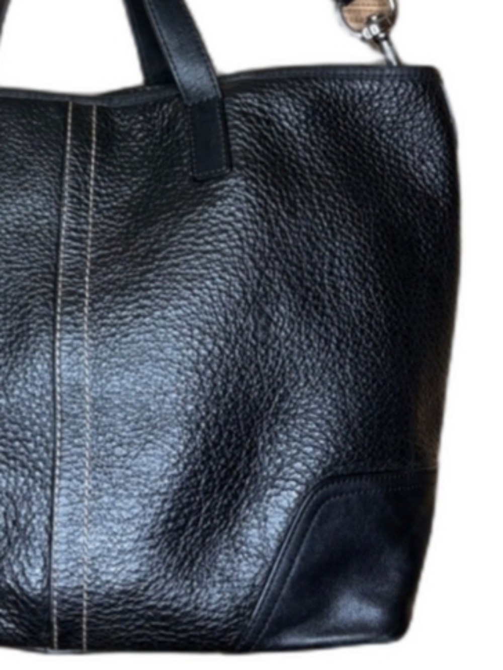 Coach Peppled Leather Hadley Black Leather Tote Bag - Picture 14 of 14